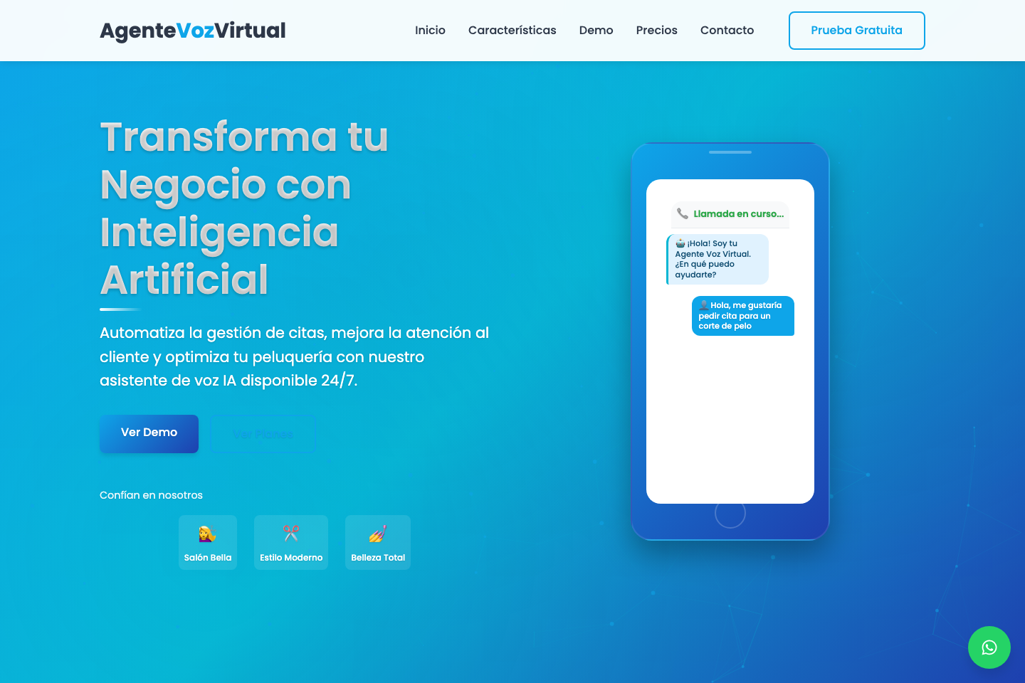 Vista previa de Agente de Voz Virtual
